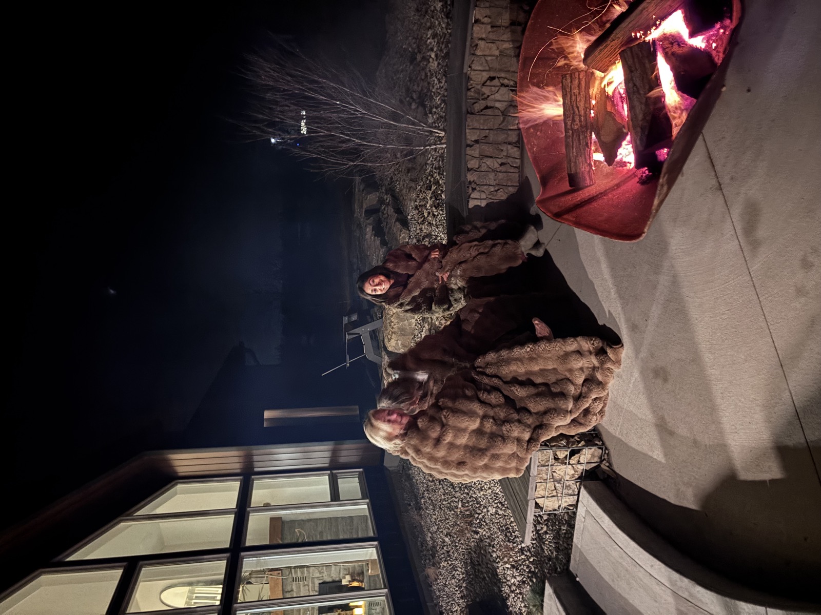 Fireside evening under blankets