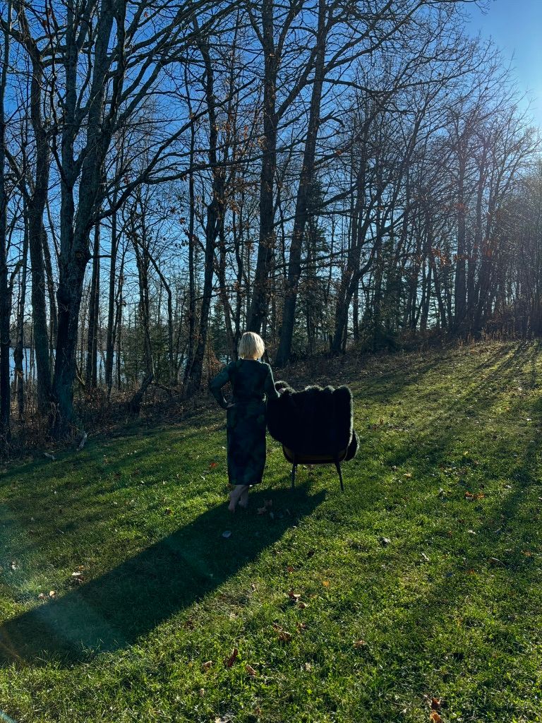 Velvet chair on a sunlit meadow